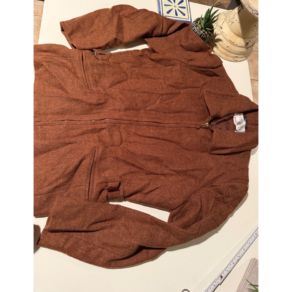 International Scene Vintage Herringbone Zip Up Jacket Rust‎ Brown Size 10